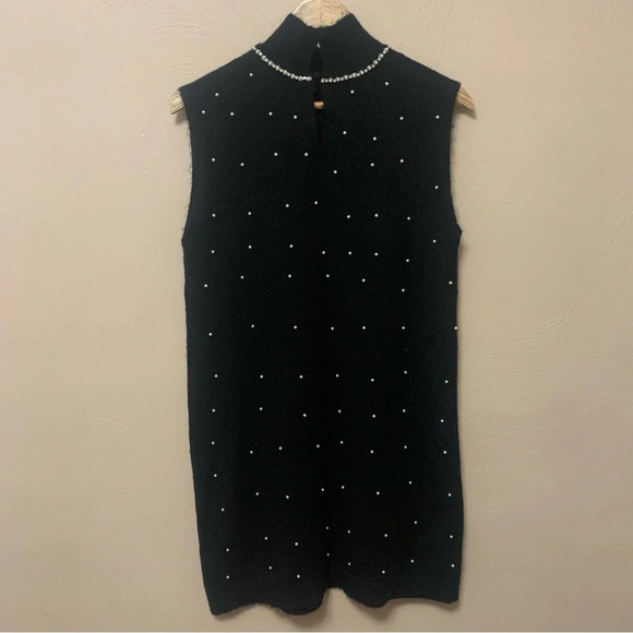 Zara Pearl Trim Knit Sweater Mini Dress Size Large Blogger's Fav - Picture 8 of 13